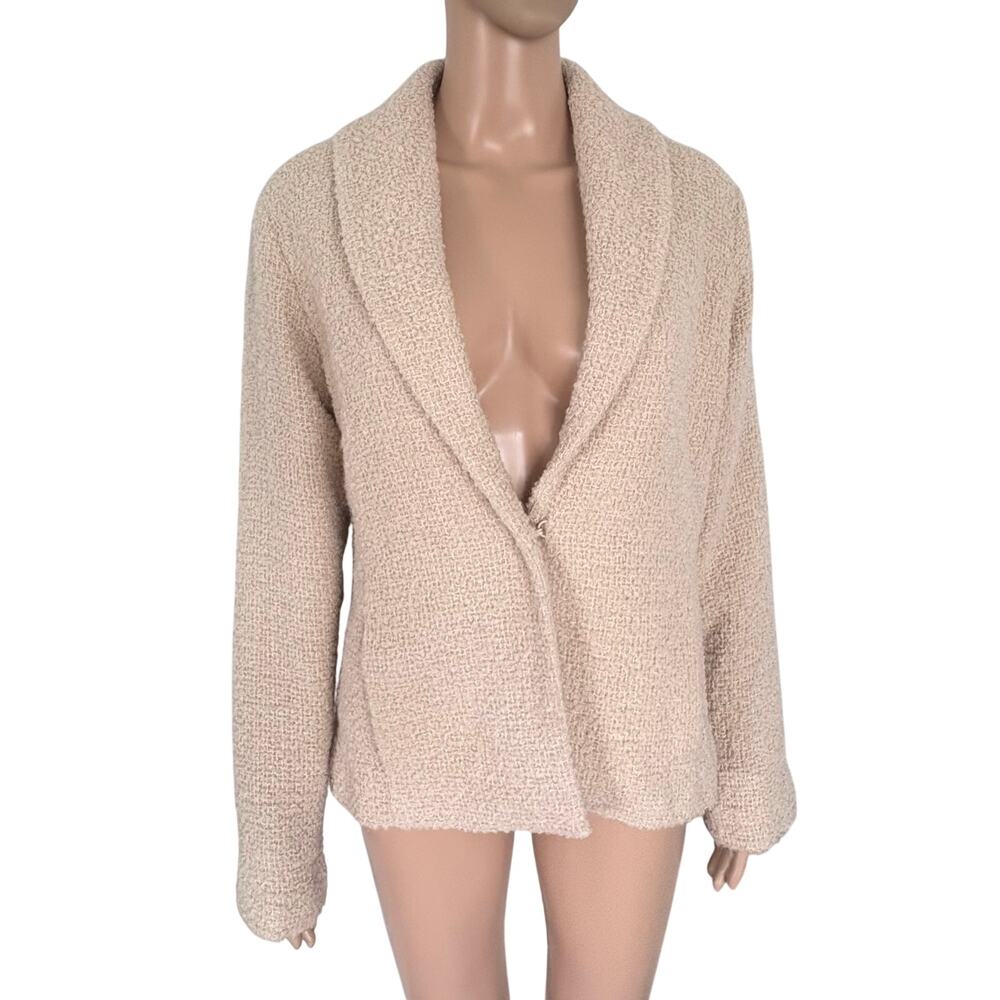 Eileen Fisher Wool Textured Blazer Jacket M Cream Old Money Business Carrier - Picture 2 of 10
